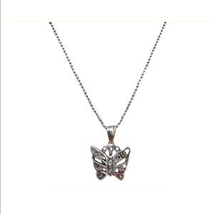 Silver butterfly pendant necklace